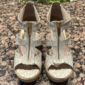 Michael Kors Beige Wedge Sandals